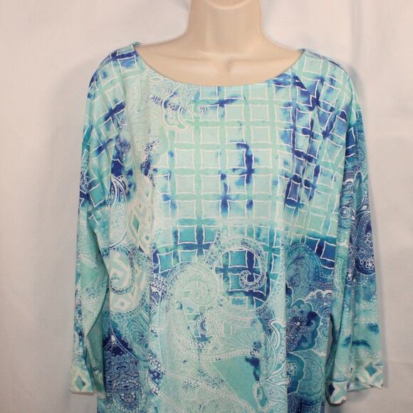 Chico's Zenergy Women's Cold Shoulder‎ Long Sleeve Summer Top Blue Size 3 - Picture 7 of 14
